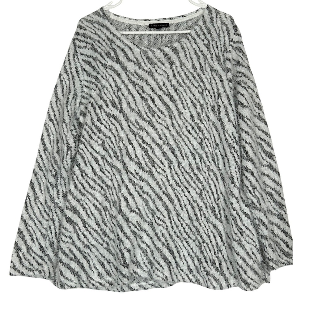 Lane Bryant Fuzzy Soft Zebra Print Long Sleeve Sweater Women's Size 10/12